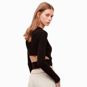 Aritzia Wilfred Mayrac Merino Wool Cutout Sweater Black Medium EUC